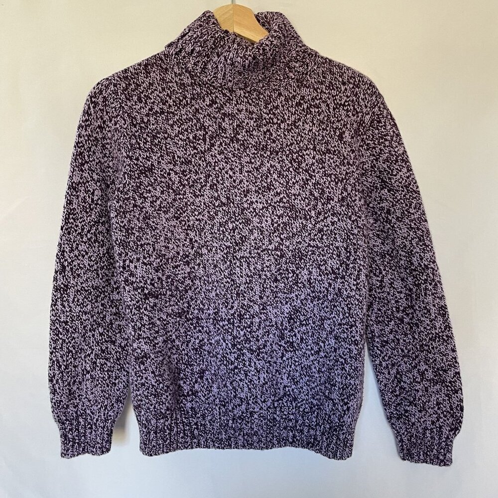 Lands' End purple turtleneck sweater‎ casual thick warm women's size M cotton